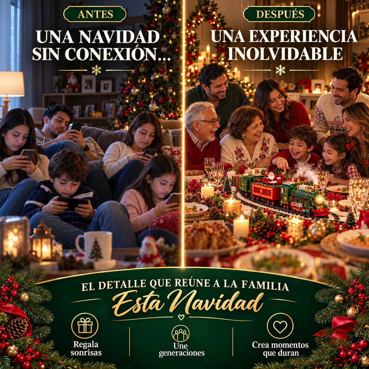 El Tren de las Risas · Tren Navideño con Vapor, Luces y Sonido