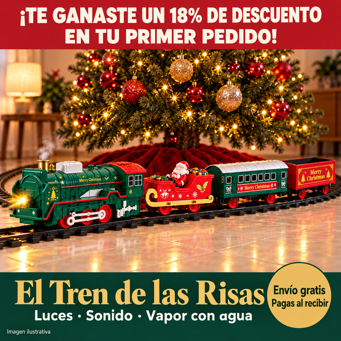 El Tren de las Risas · Tren Navideño con Vapor, Luces y Sonido