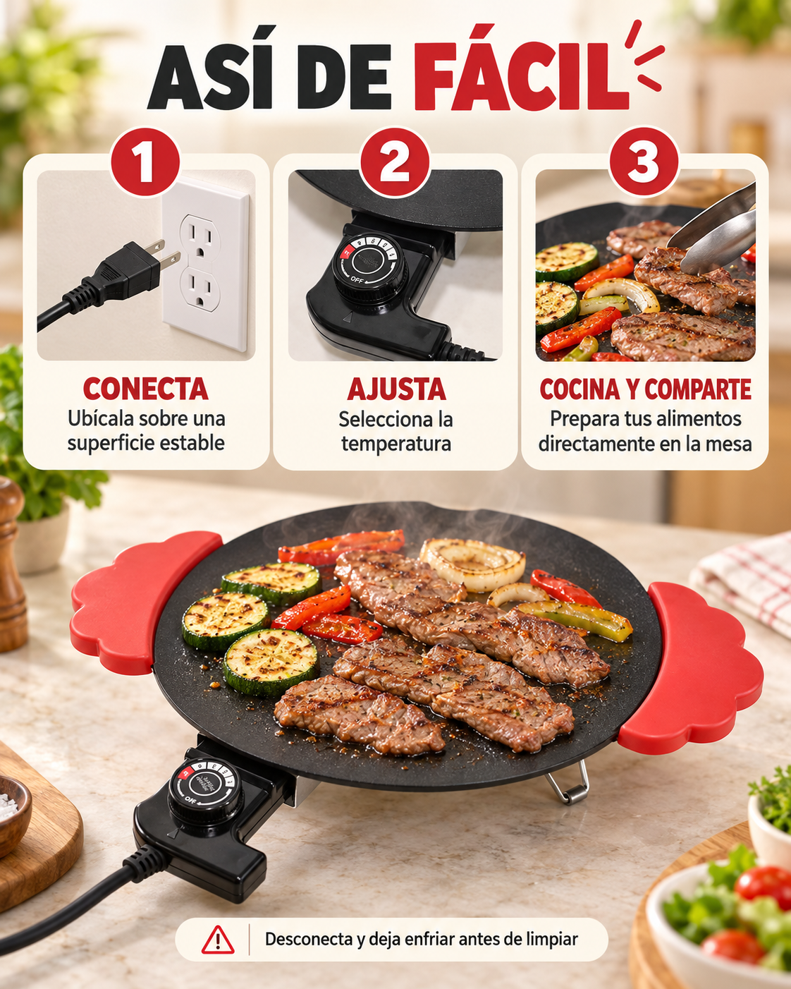 Parrilla Coreana Antiadherente 34 cm — Plancha de Disco para Asado