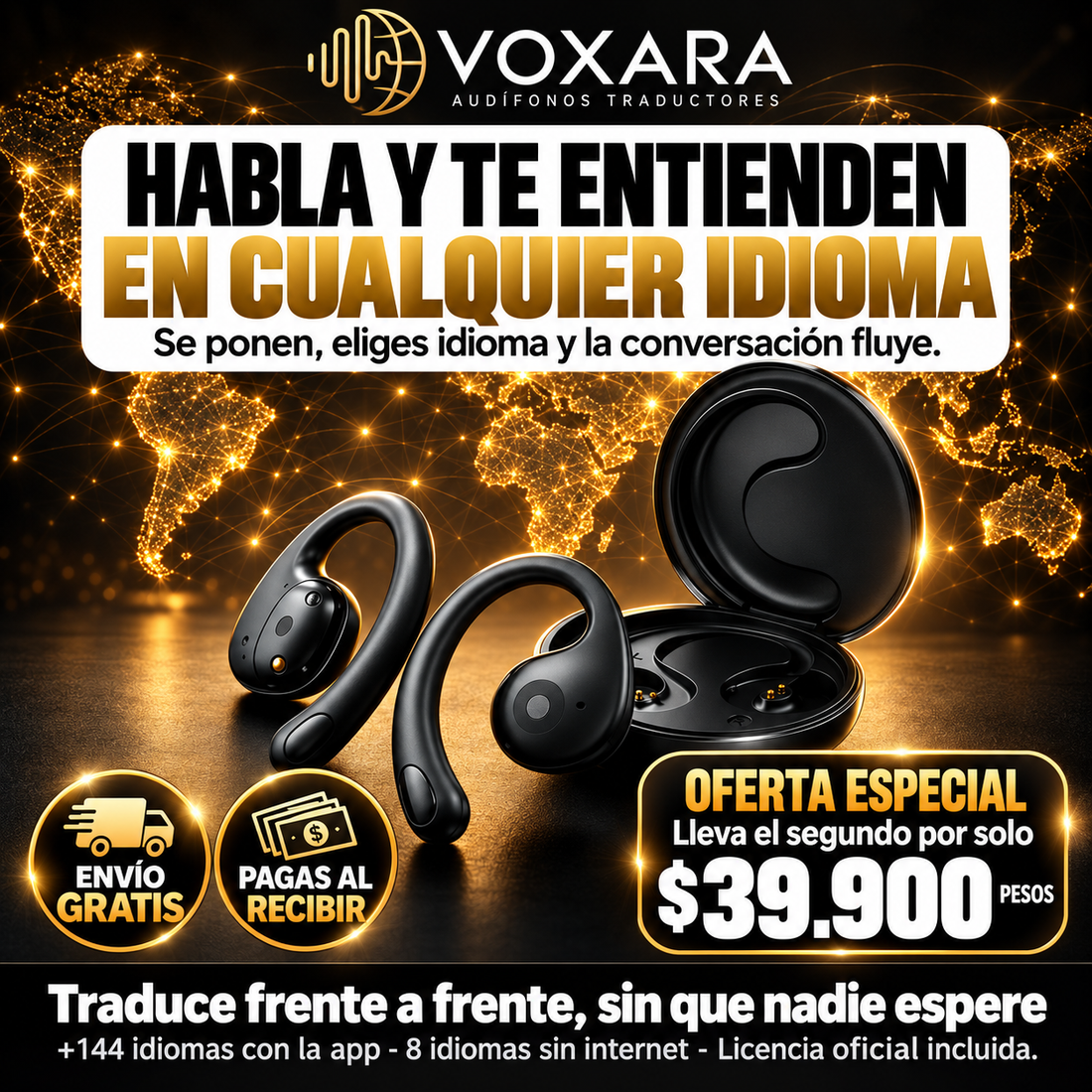 Audífonos Traductores IA · 144 idiomas