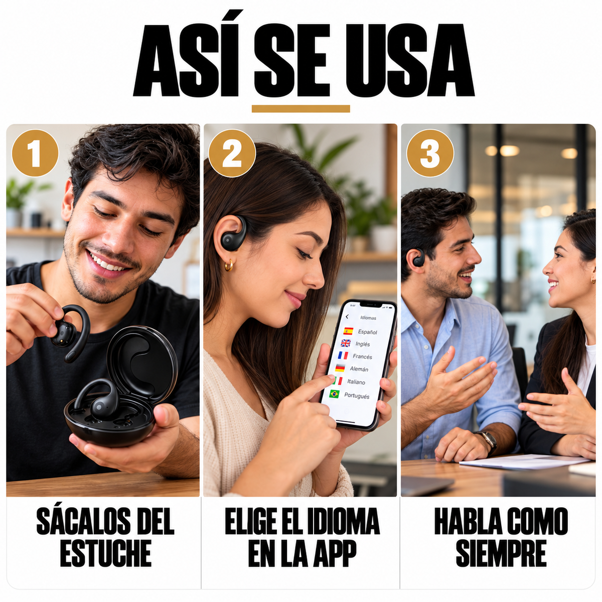 Audífonos Traductores IA · 144 idiomas