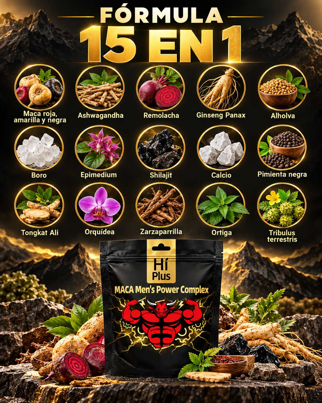 Hi Plus Maca Prime Active 15 en 1 | 50 softgels